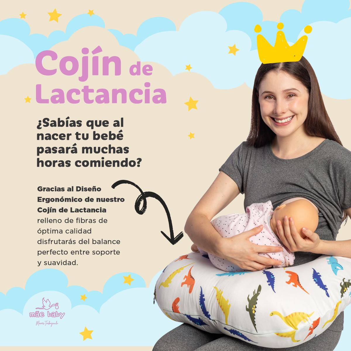 Almohada Cojín Lactancia para Amamantar Dinos Envío Gratis