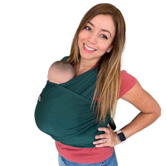 Fular Elástico Ergonómico para bebés Recién Nacidos hasta 8 kilos Verde Profundo - Imagen 4