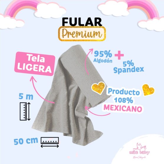 Fular Ergonómico Elástico Algodón  Ligero Soporta Hasta 10 Kg Gris Plata Premium Envío Gratis - Imagen 5