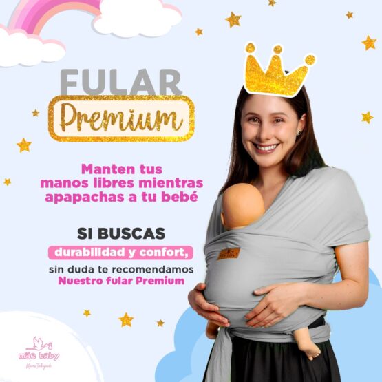 Fular Ergonómico Elástico Algodón  Ligero Soporta Hasta 10 Kg Gris Plata Premium Envío Gratis - Imagen 2